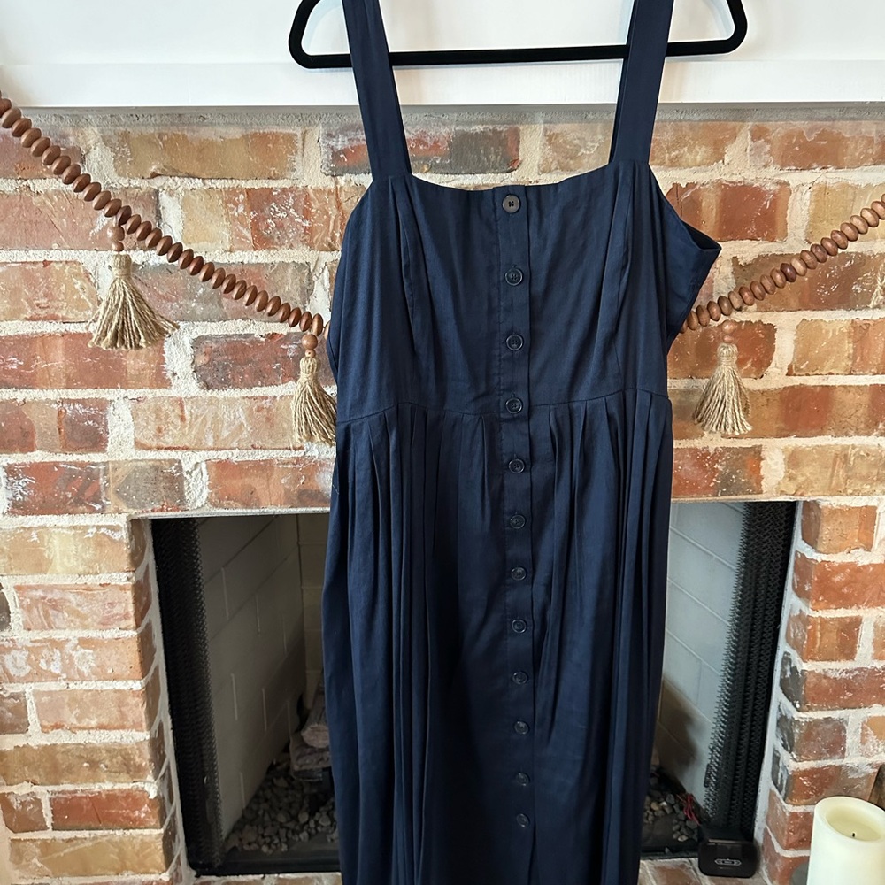 ANTONIO MELANI Navy Midi Dress with Button Detail